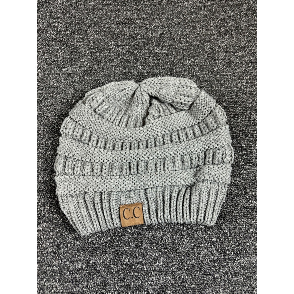 C.C Womens Gray Knit Beanie Winter Hat Soft Cozy One Size